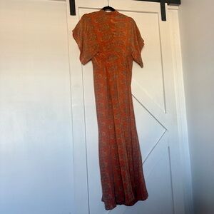 Elegant Orange Patterned Women's Dress